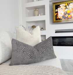 Embossed Chenille Gray Lumbar Pillow Cover Decorative Accent Covers Grey Cushion - All Sizes
