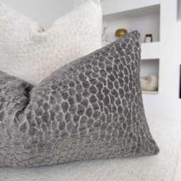 Embossed Chenille Gray Lumbar Pillow Cover Decorative Accent Covers Grey Cushion - All Sizes - thumbnail 3