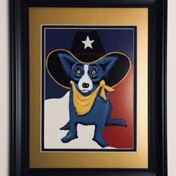 "George Rodrigue Blue Dog ""Texas Ranger"" Framed Print - 15"" X 19" - thumbnail 2