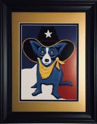 "George Rodrigue Blue Dog ""Texas Ranger"" Framed Print - 15"" X 19" - thumbnail 1