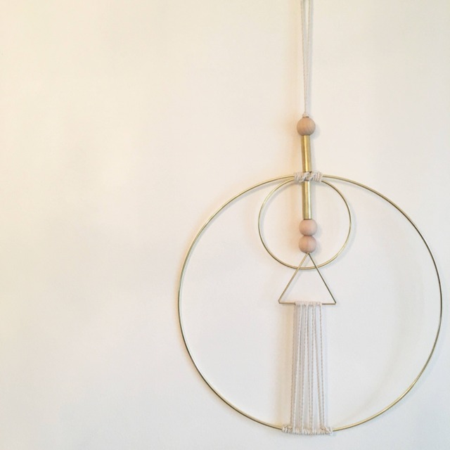 Circles & Triangles Geometric Wall Hanging // Dreamcatcher Bedroom Art Office Decor Boho Minimalist Weaving - image 1