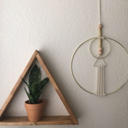 Circles & Triangles Geometric Wall Hanging // Dreamcatcher Bedroom Art Office Decor Boho Minimalist Weaving - thumbnail 3