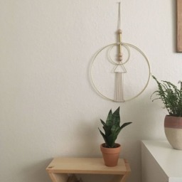 Circles & Triangles Geometric Wall Hanging // Dreamcatcher Bedroom Art Office Decor Boho Minimalist Weaving - thumbnail 2