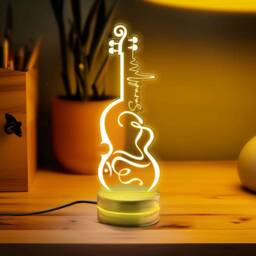 Custom Guitar Desk Lamp Gift For Musicians, Personalized Classic As Guitarist, Night Light Music Lovers - thumbnail 1