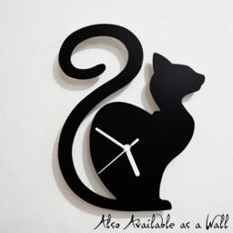 Cat Waiting - Silhouette Table Clock - thumbnail 2