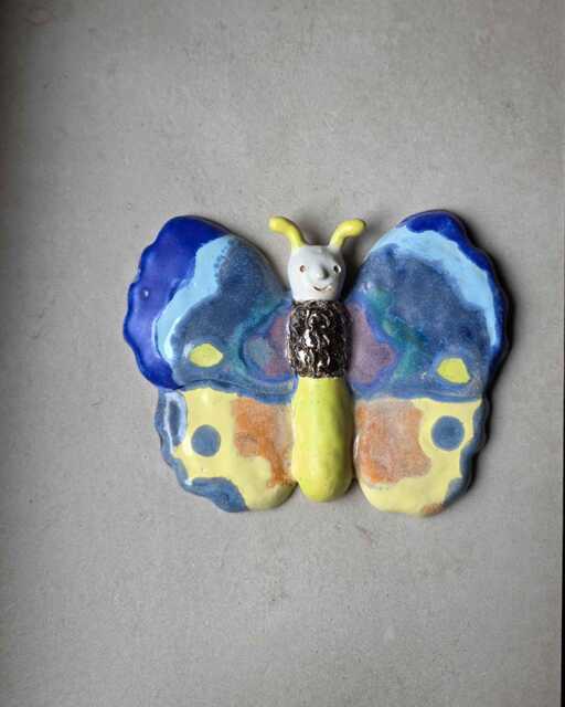 Handcrafted Ceramic Butterfly Sculpture, Italian Artisan Wall Art, Eclectic Home Decor - image 1