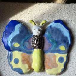 Handcrafted Ceramic Butterfly Sculpture, Italian Artisan Wall Art, Eclectic Home Decor - thumbnail 3