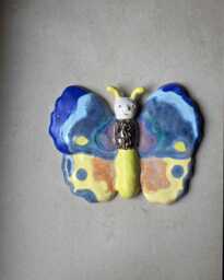 Handcrafted Ceramic Butterfly Sculpture, Italian Artisan Wall Art, Eclectic Home Decor