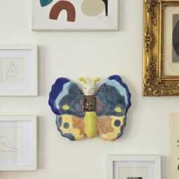 Handcrafted Ceramic Butterfly Sculpture, Italian Artisan Wall Art, Eclectic Home Decor - thumbnail 2