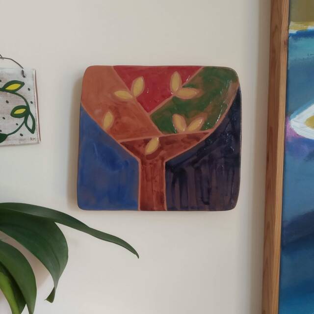 Colorful Terracotta Tree Wall Art 3D Ceramic Tile, Minimalist Painting - image 1