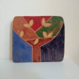 Colorful Terracotta Tree Wall Art 3D Ceramic Tile, Minimalist Painting - thumbnail 2