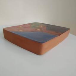 Colorful Terracotta Tree Wall Art 3D Ceramic Tile, Minimalist Painting - thumbnail 3