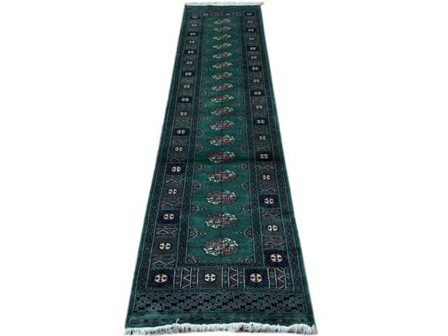 2.6x10 Emerald Green Bokhara Rug - Runner Hallway Luxury Long Fine Quality Afghan - image 1