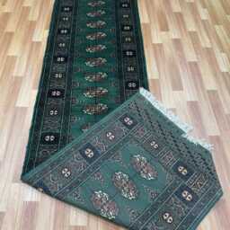 2.6x10 Emerald Green Bokhara Rug - Runner Hallway Luxury Long Fine Quality Afghan - thumbnail 4