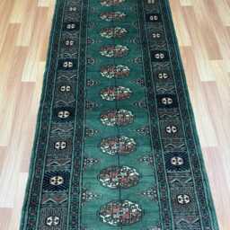 2.6x10 Emerald Green Bokhara Rug - Runner Hallway Luxury Long Fine Quality Afghan - thumbnail 3