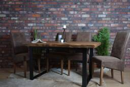 Hand-Crafted Live Edge Oak Dining Table - Waney Edge, Black Legs Walnut Oil Wood Finish