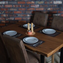 Hand-Crafted Live Edge Oak Dining Table - Waney Edge, Black Legs Walnut Oil Wood Finish - thumbnail 2