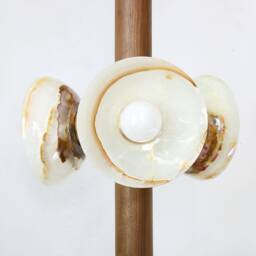 Triple Onyx Marble & Walnut Pendant Light Unique Bathroom Kitchen Island Entry Chandelier Foyer - thumbnail 4