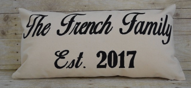 Family Name Pillow, Custom Pillow, Pillow With Last Name, Farmhouse Decor, Wedding Gift, Housewarming Gift, Shower Gift, Anniversary Gift - image 1