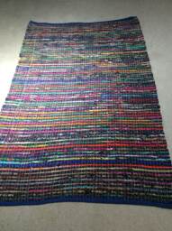 Rag Rug/Chindi Floor J Scandinavian Area Rug, Boho Chic Hippie Rugs Multi Color Scrap Cotton Ready To Ship 4'x6' Blue Tones