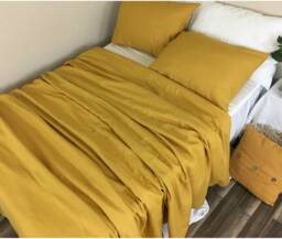 Mustard Gold Linen Duvet Cover, Natural Bedding Queen, King Or Custom Size, Linen Bedding, Relax & Delightful