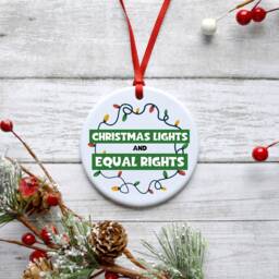 Christmas Lights & Equal Rights Bauble, Work Secret Santa, Feminism Bauble, Gift For Feminist, Tree Bauble - thumbnail 2