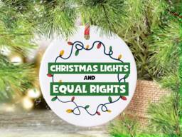Christmas Lights & Equal Rights Bauble, Work Secret Santa, Feminism Bauble, Gift For Feminist, Tree Bauble