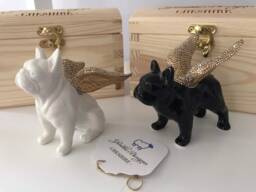 Porcelain French Bulldog Ornament, Pet Dog Memorial Gift, Personalised Luxury Ornament