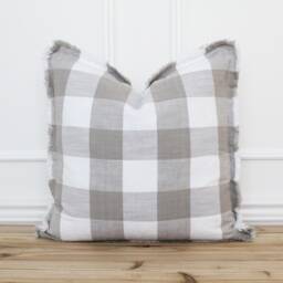 Gray Buffalo Fringe Pillow Cover 20 X 26 Neutral Layering Decorative Throw - thumbnail 1