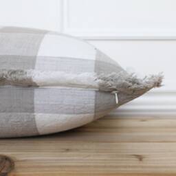 Gray Buffalo Fringe Pillow Cover 20 X 26 Neutral Layering Decorative Throw - thumbnail 3