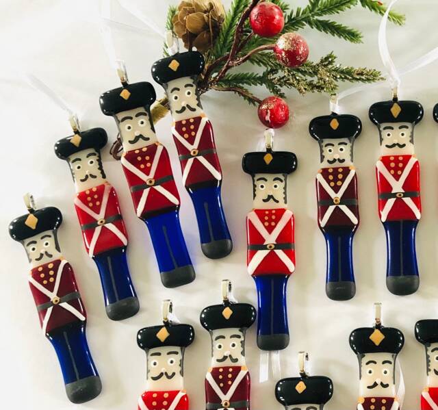 Fused Glass - Fused Glass Decoration, Christmas Nutcracker Soldier Tree Decor - image 1