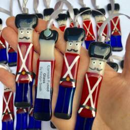 Fused Glass - Fused Glass Decoration, Christmas Nutcracker Soldier Tree Decor - thumbnail 4