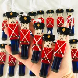 Fused Glass - Fused Glass Decoration, Christmas Nutcracker Soldier Tree Decor - thumbnail 3