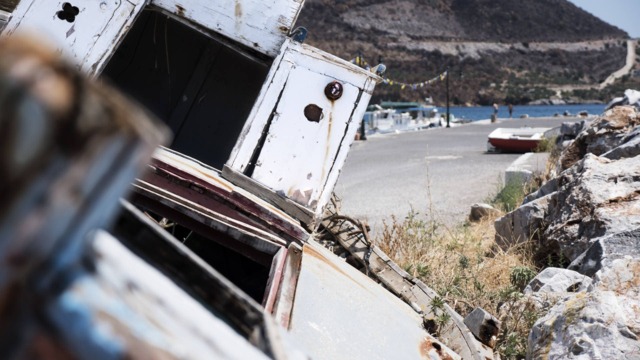 Abandoned Boat Fine Art Print Seaside Photography, Greece - image 1