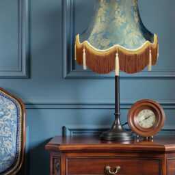 Blue Paisley Fabric Lampshade Handmade in The UK For Table & Floor Standard Lamp Shades, Ceiling Lights, Clip On Wall Lights - thumbnail 2
