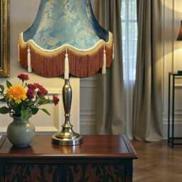 Blue Paisley Fabric Lampshade Handmade in The UK For Table & Floor Standard Lamp Shades, Ceiling Lights, Clip On Wall Lights - thumbnail 3