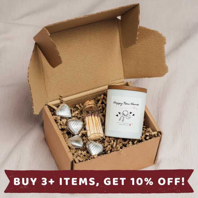 New Home Candle Gift Set Box Card Print Keyring Keyrings Keepsake Tote W - image 1
