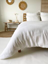 Washed Linen Duvet Cover, Off White Quilt Sustainable Bedding, Organic Queen California King Cover