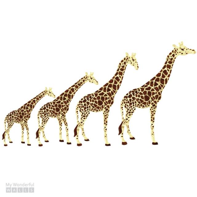 Giraffe Wall Stickers - Set Of 4 Decals For Safari Theme Decor - Sku 137-Stick-17 - image 1