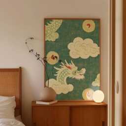Dragon Cloud Poster, Asian Mythology Print, Celestial Wall Art - thumbnail 3