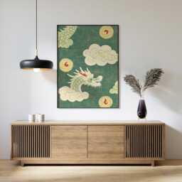 Dragon Cloud Poster, Asian Mythology Print, Celestial Wall Art - thumbnail 2