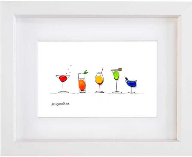 Rainbow Cocktails Sea Glass Picture - Wall Art Decor Kitchen - image 1