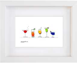 Rainbow Cocktails Sea Glass Picture - Wall Art Decor Kitchen - thumbnail 1