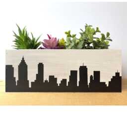 Nyc Skyline Succulent Planter Whitewashed Wood New York Souvenir - thumbnail 2