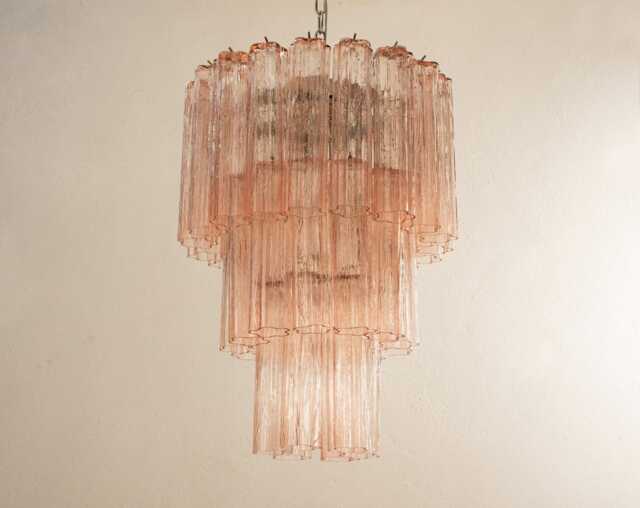Italian Suspension Murano ??50 cm - Pink Glass Hand-Blown Italy Lighting Design - image 1