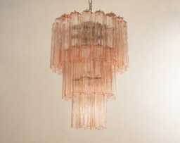 Italian Suspension Murano ??50 cm - Pink Glass Hand-Blown Italy Lighting Design - thumbnail 1