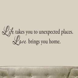 Vwaq Life Takes You Unexpected Places Love Brings You Home Wall Decal Quote Decor Matte Black Vinyl Art - thumbnail 2