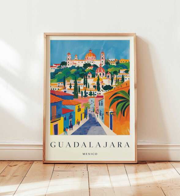 Guadalajara Mexico Travel Poster Jalisco Wall Art, Mariachi City - image 1