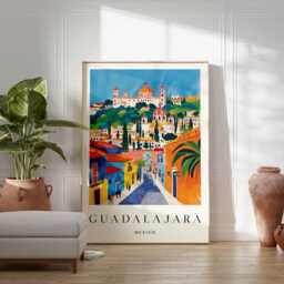 Guadalajara Mexico Travel Poster Jalisco Wall Art, Mariachi City - thumbnail 2