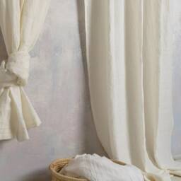 Linen Curtain Panel-Linen Panel in Off White Color- Washed Curtain With Pencil Pleated - Width 36'' - 90cm X Custom Length - thumbnail 3